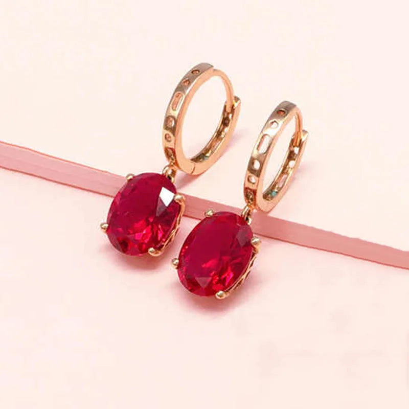 14K Rose Gold Cherry Drop Earrings