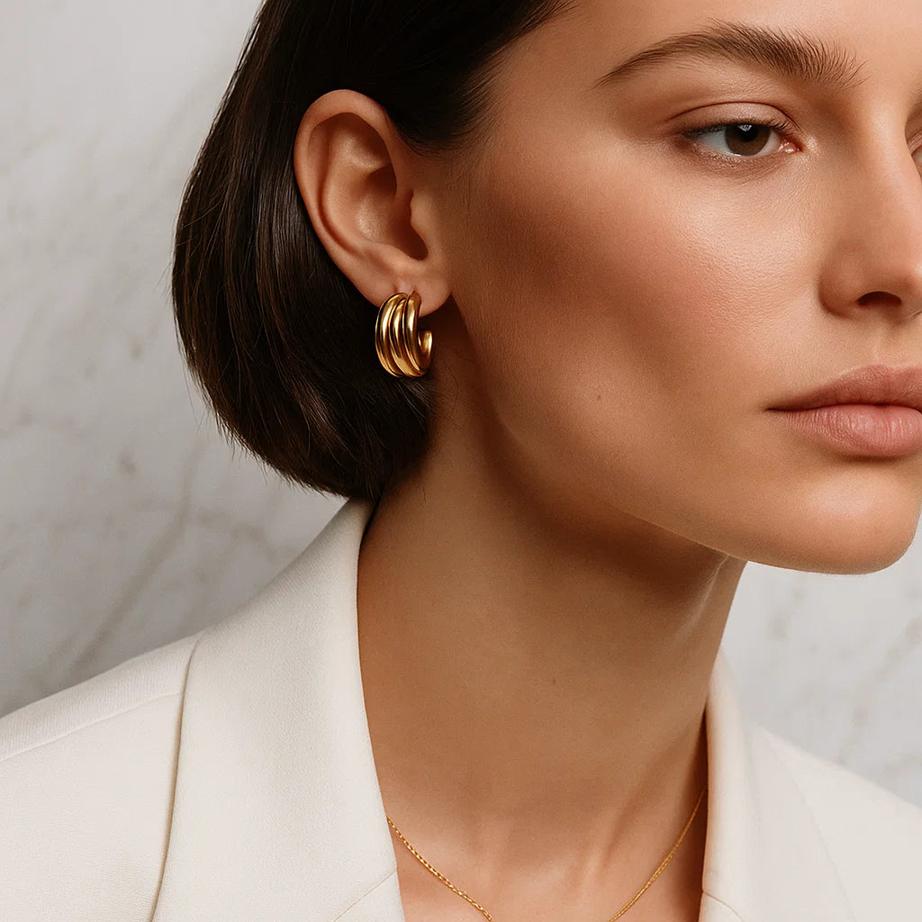 Three-Layer Princess Stud Earrings