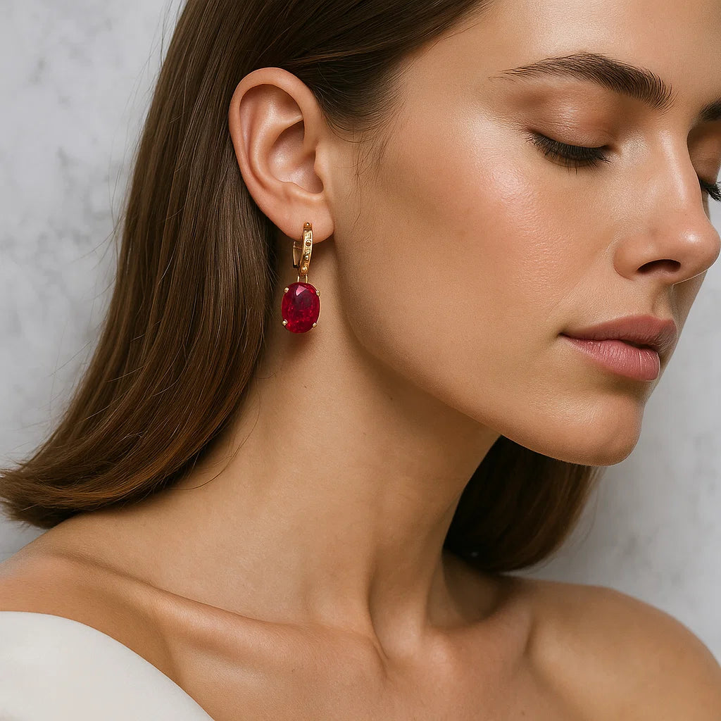14K Rose Gold Cherry Drop Earrings
