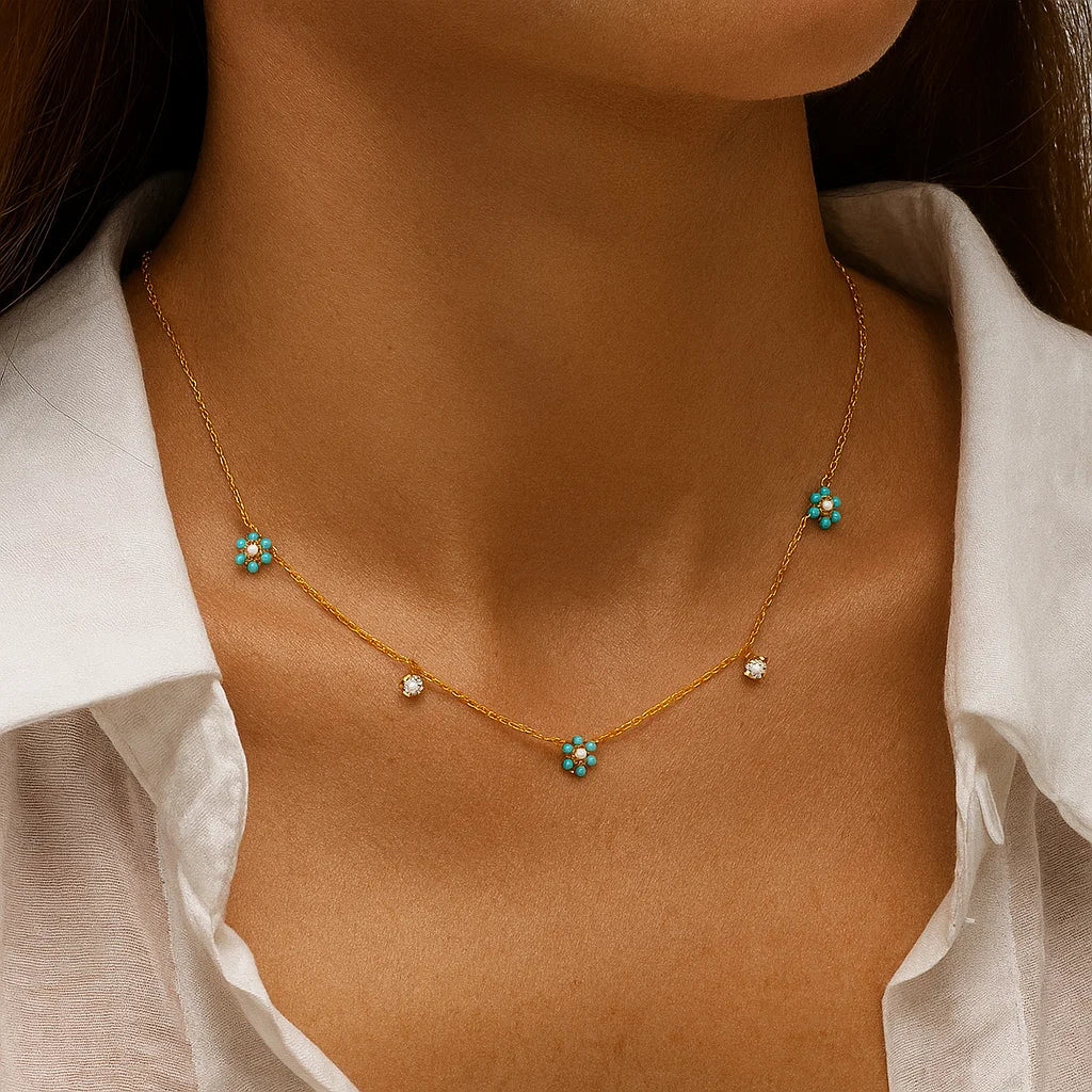 Turquoise Petal Necklace