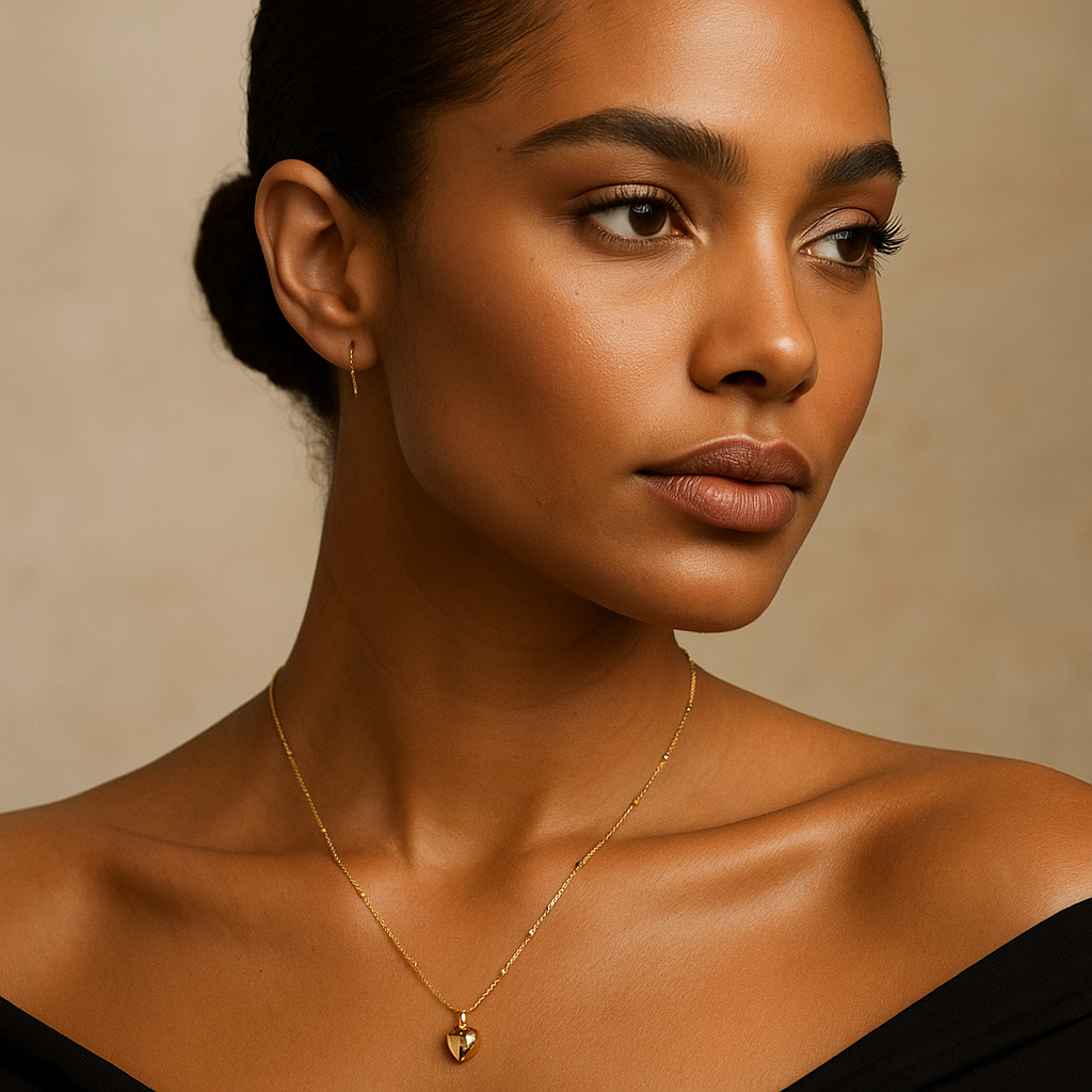 Gold Heart Drop Necklace