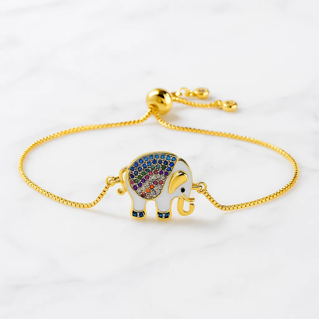 Elephant Charm Gold Bracelet