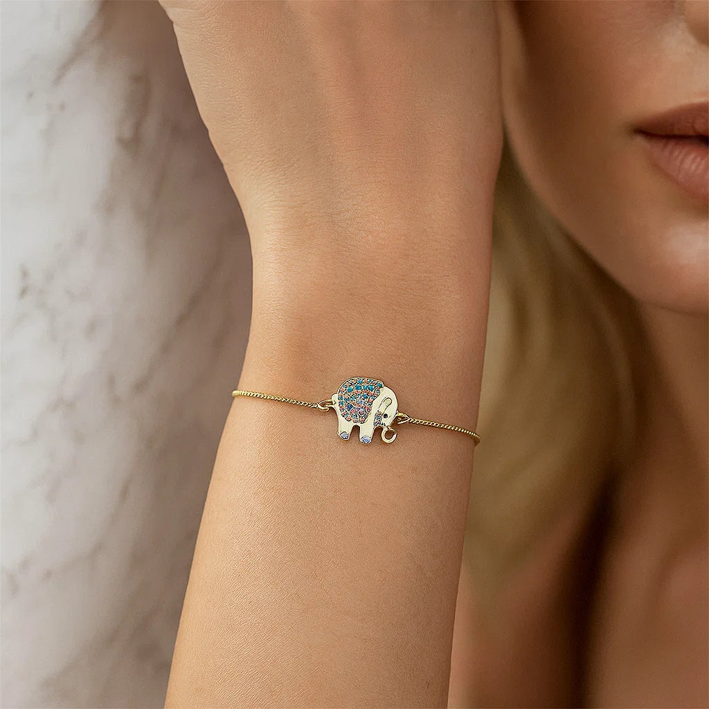 Elephant Charm Gold Bracelet